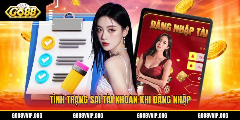 Tình trạng sai tài khoản khi đăng nhập